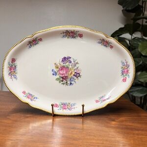 Vintage Castleton Rose Bone China 13" Oval Serving Platter Romantic Cottagecore